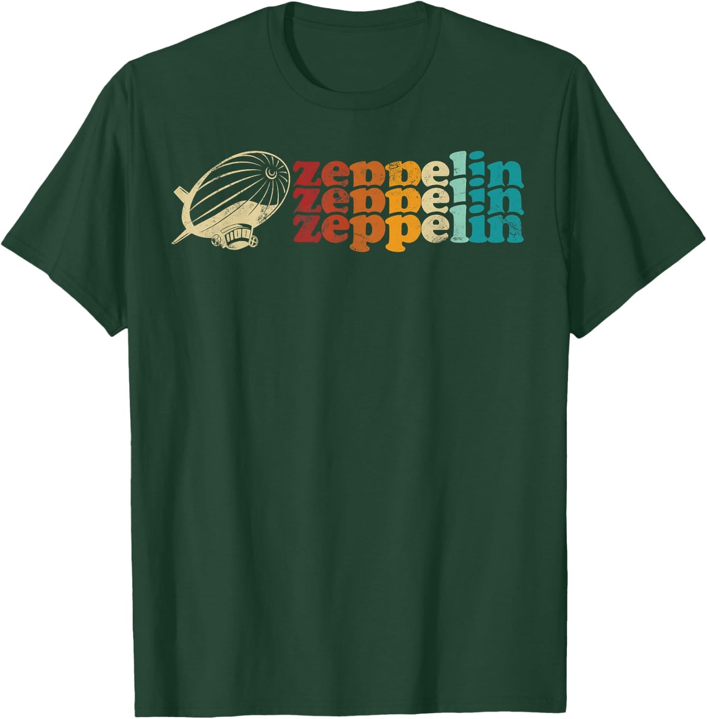 Dirigible Airship Retro Zeppelin 70s 80s Zepelin Zepplin T-Shirt - T-Shirt | Forest