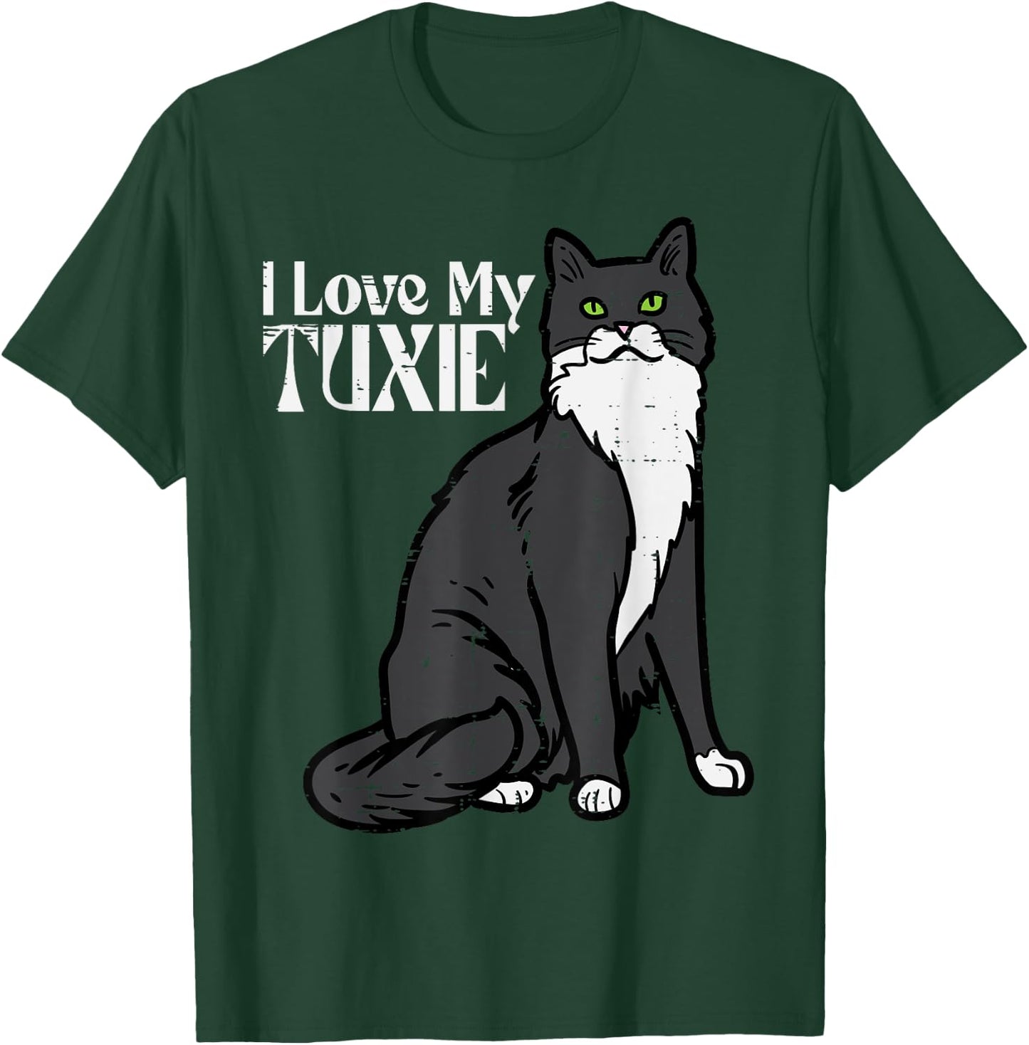 I Love My Tuxie Tuxedo Cat Cute Kitten Women Girls Kids Men T-Shirt - T-Shirt | Forest