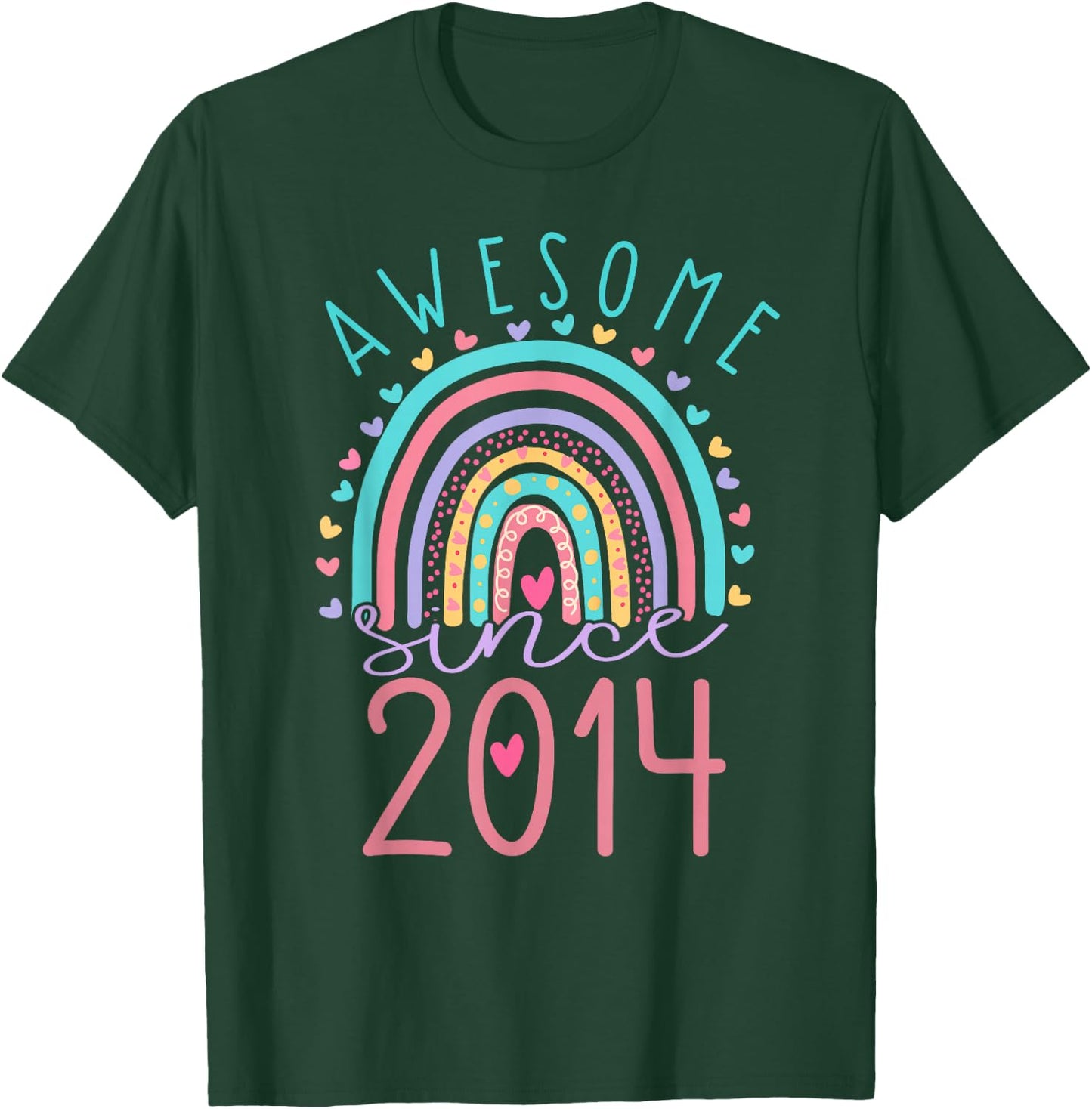 Awesome Since 2014 9th Birthday Rainbow Gifts Girls T-Shirt - T-Shirt | Forest