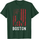 Boston Massachusetts American Flag Baseball Weathered T-Shirt - T-Shirt | Forest