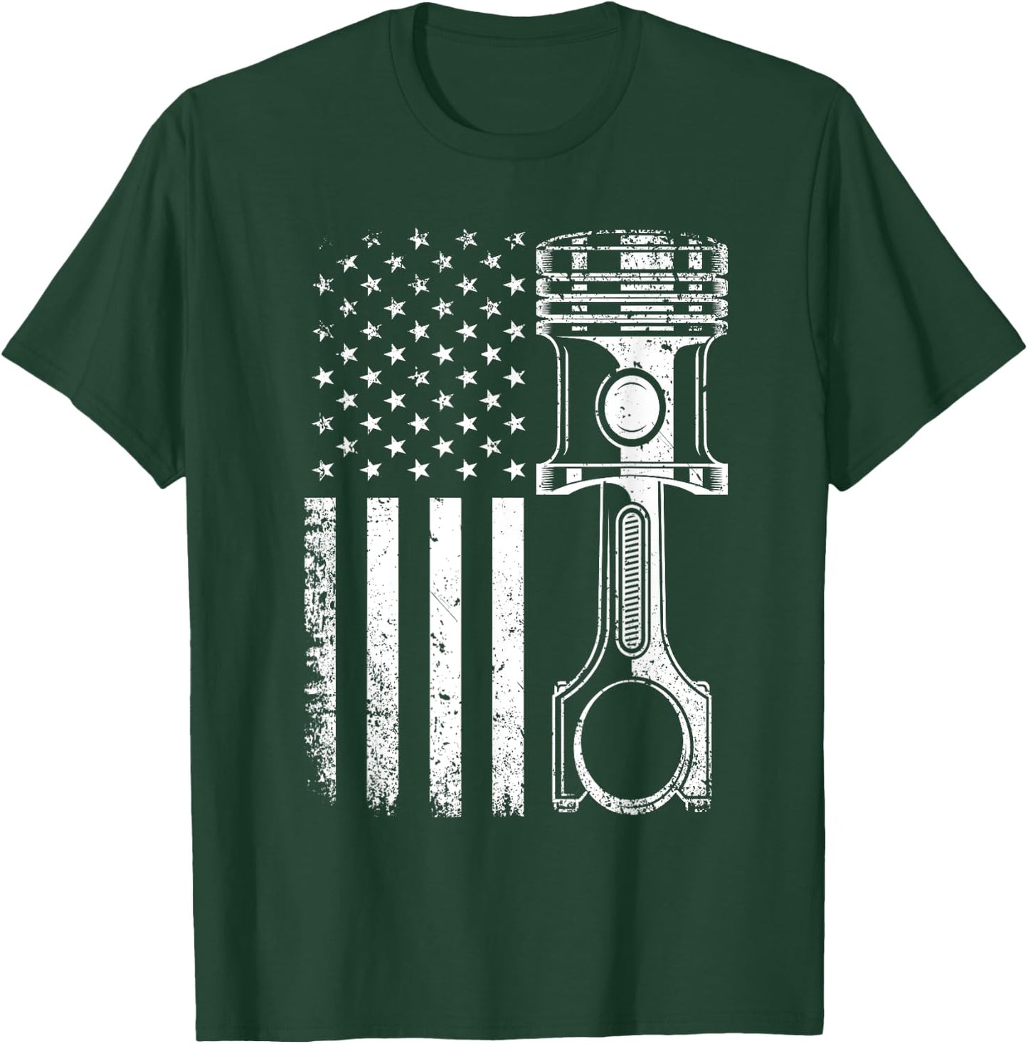 Vintage Mechanic Shirt Men American Flag Piston Mechanic T-Shirt - T-Shirt | Forest