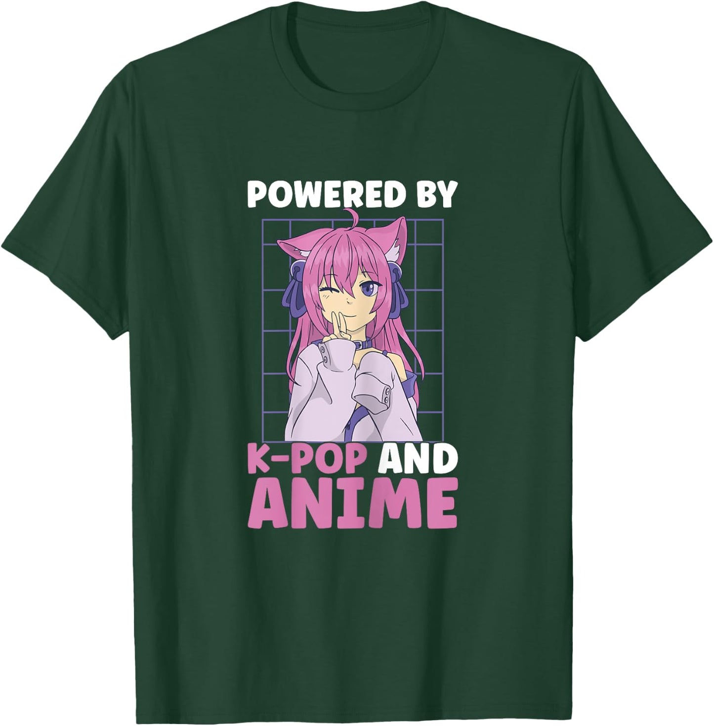 Powered By Anime And K-Pop Kdrama Kpop Teen Girl T-Shirt - T-Shirt | Forest
