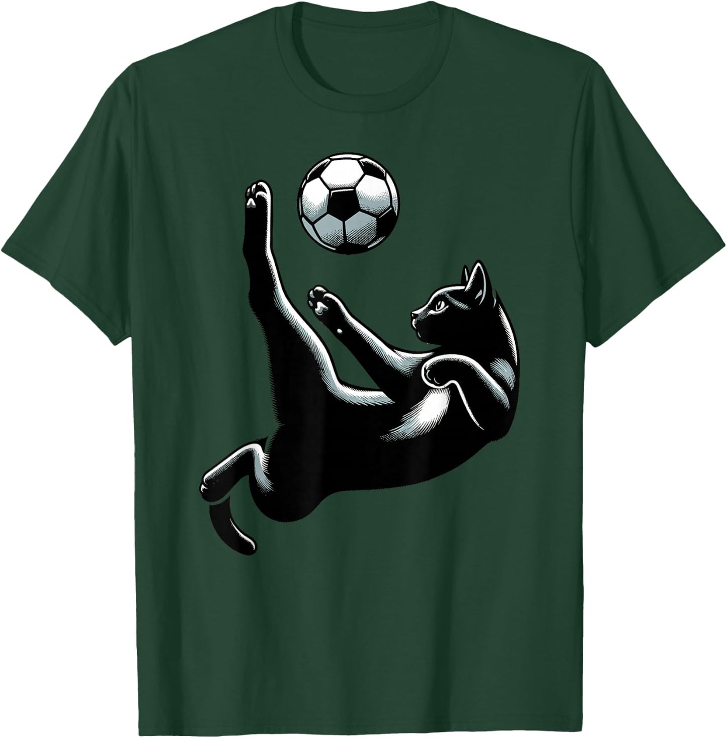 Black Cat Bicycle Kick - Soccer Fans Women Men Kids T-Shirt - T-Shirt | Forest