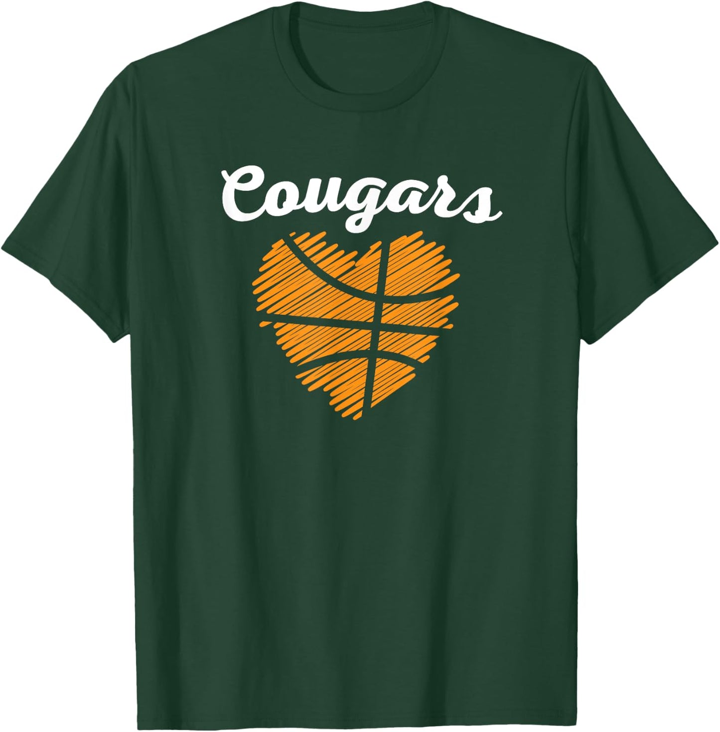 Varsity Blues & Gold Cougars Heart Basketball - -Kids, Black, Small T-Shirt - T-Shirt | Forest