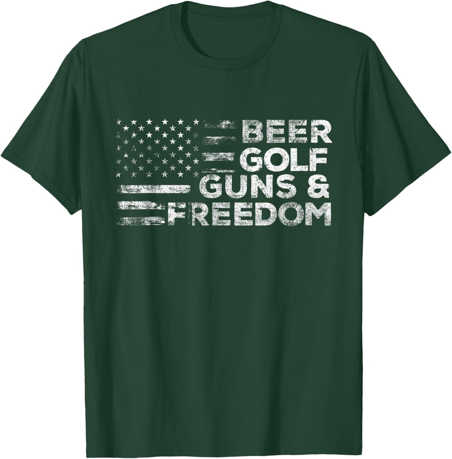 Beer Golf Guns & Freedom - USA American Flag Golfer Golfing Men T-Shirt - T-Shirt | Forest