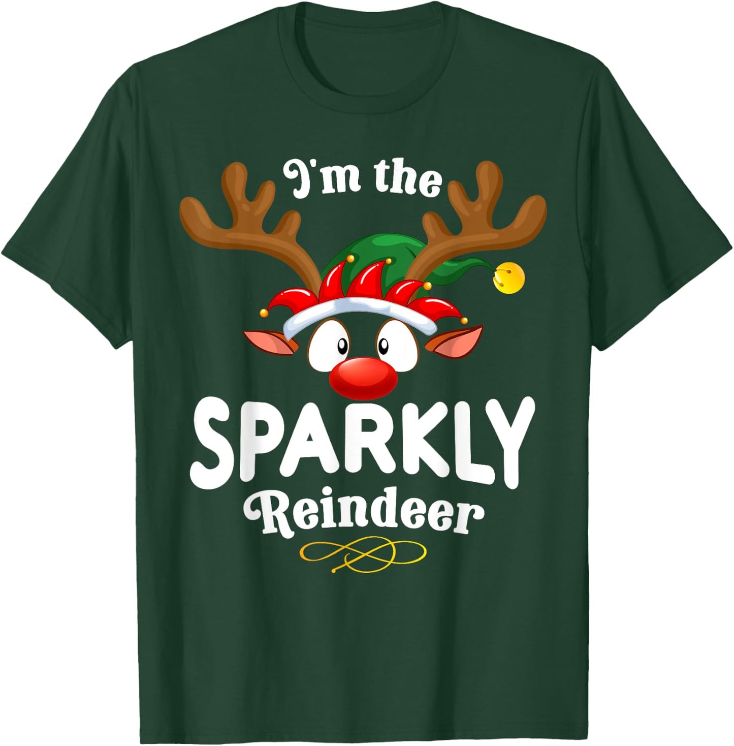 Christmas PJS Sparkly XMas Reindeer Matching T-Shirt - T-Shirt | Forest