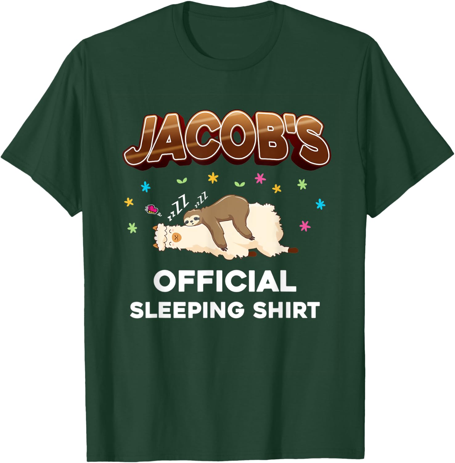 Jacob Name Sleeping Shirt Sleep Personalized Pajama T-Shirt - T-Shirt | Forest