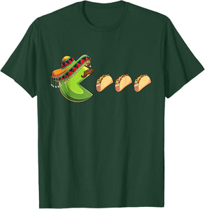 Funny Eating Tacos Cinco De Mayo Boys Kids Woman Men Mexican T-Shirt - T-Shirt | Forest