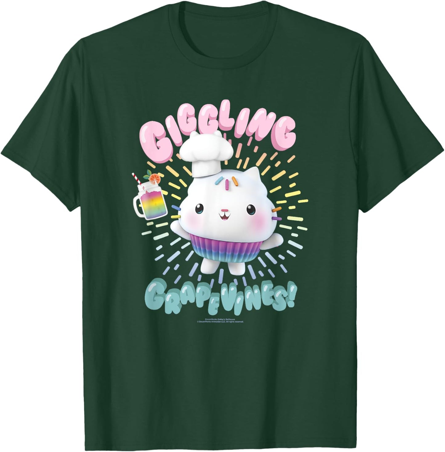 Gabby's Dollhouse Cakey Cat Giggling Grapevines T-Shirt - T-Shirt | Forest