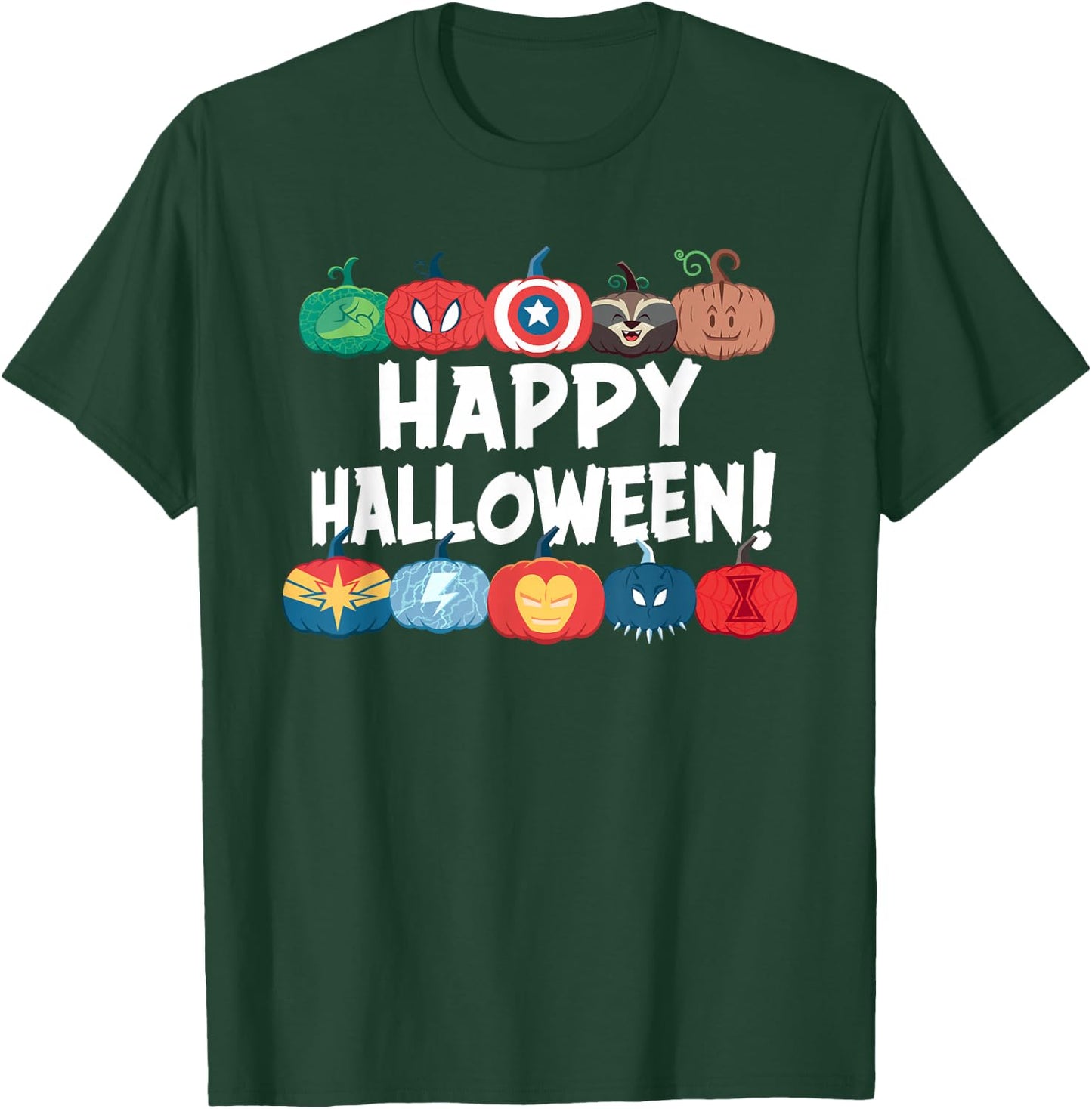 Marvel Super Heroes Decorated Pumpkins Happy Halloween! T-Shirt - T-Shirt | Forest