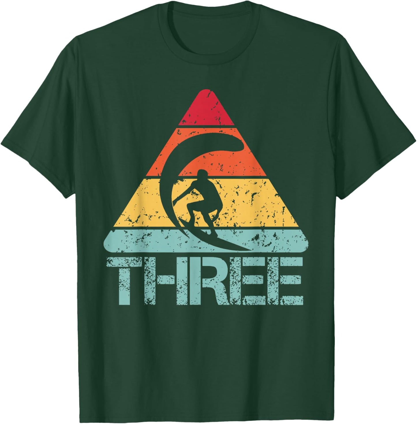 Three Birthday Surfer 3rd 3 Year Old Surfing Birthday T-Shirt - T-Shirt | Forest