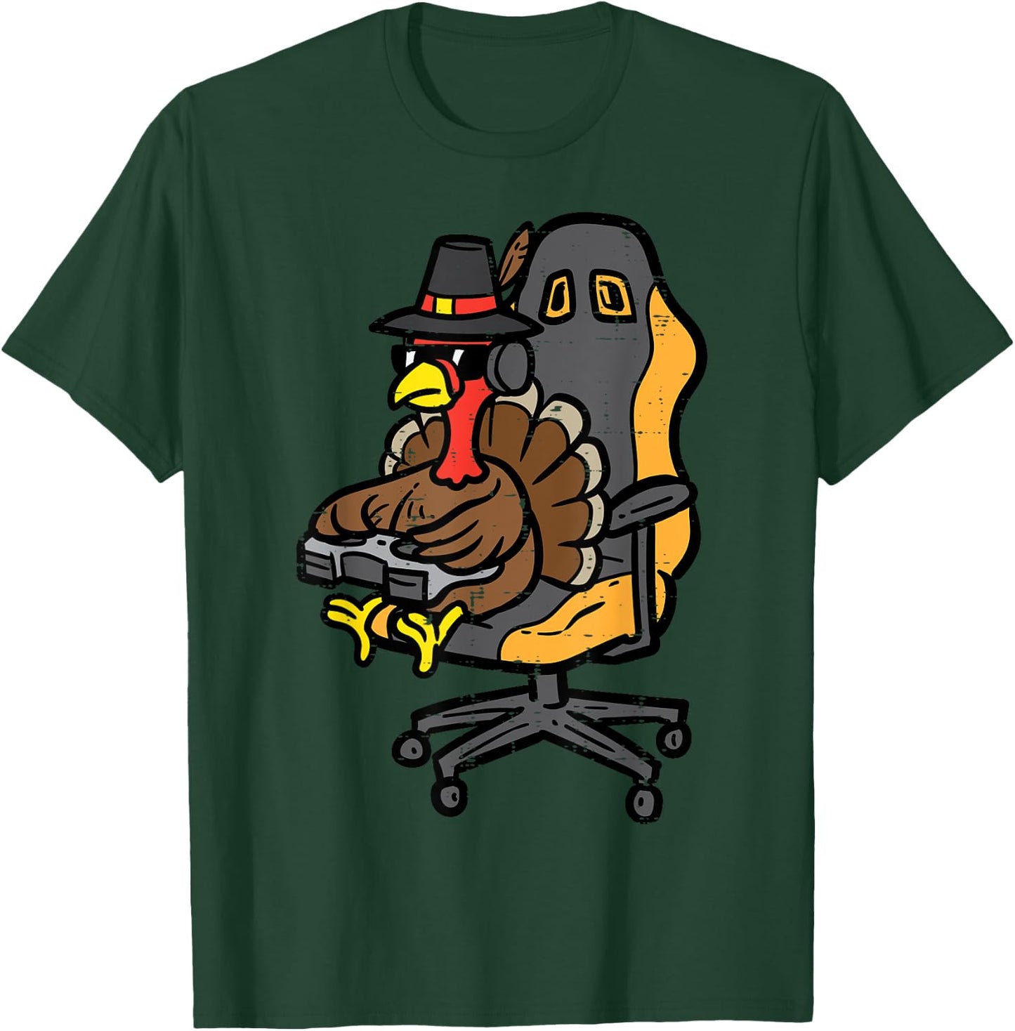 Thanksgiving Turkey Gaming Gamer Men Boys Kids Teen Youth T-Shirt - T-Shirt | Forest