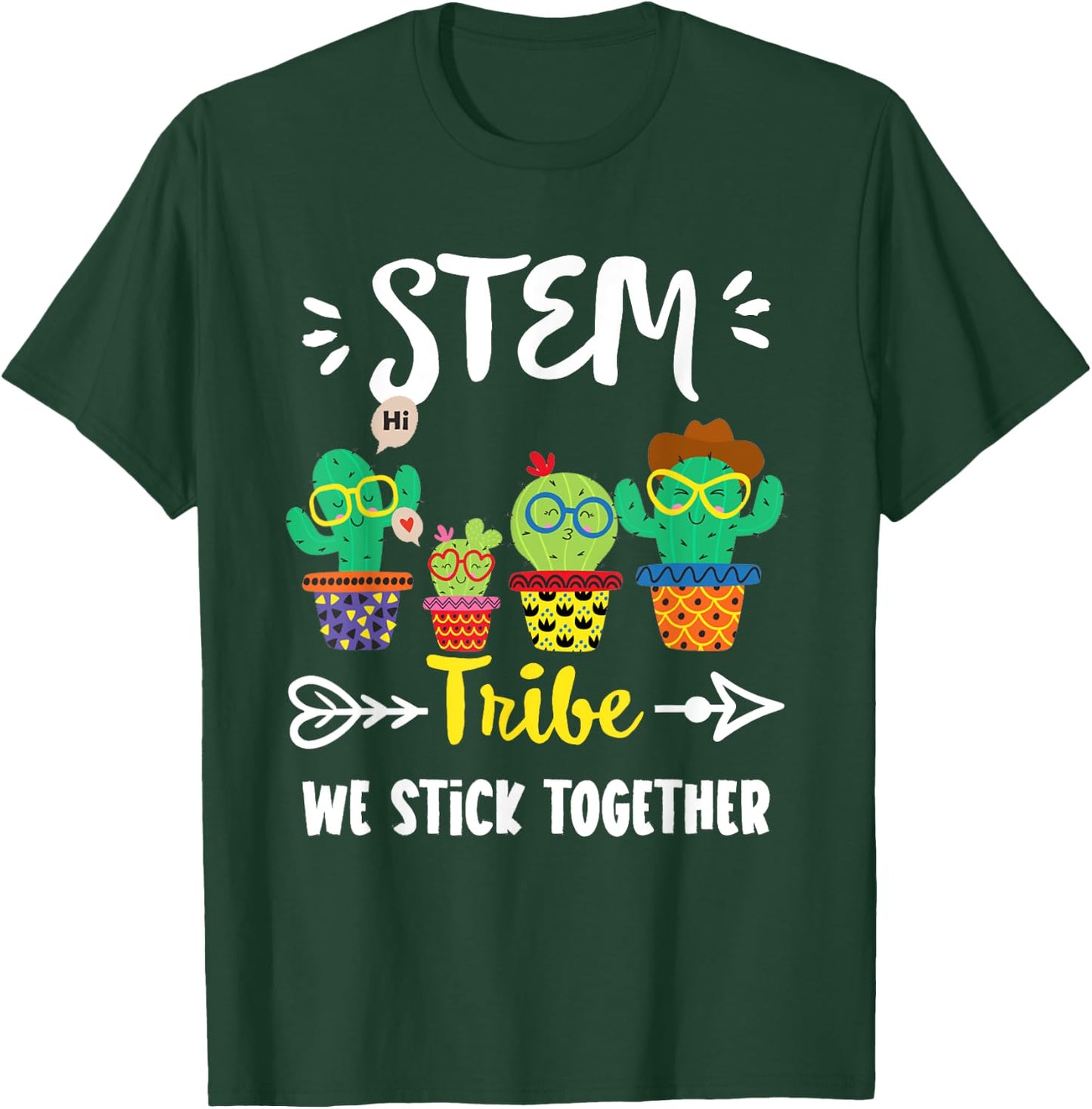 STEM Tribe, Funny School Cactus Crew STEM Teacher Squad T-Shirt - T-Shirt | Forest