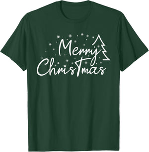 Cute Simple Merry Christmas Tree Family Matching Pajama Xmas T-Shirt - T-Shirt | Forest