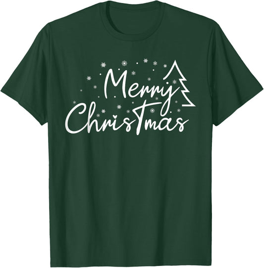 Cute Simple Merry Christmas Tree Family Matching Pajama Xmas T-Shirt - T-Shirt | Forest