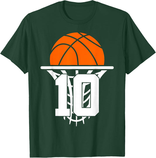 10 Years Basketball 10th Birthday T-Shirt - T-Shirt | Forest