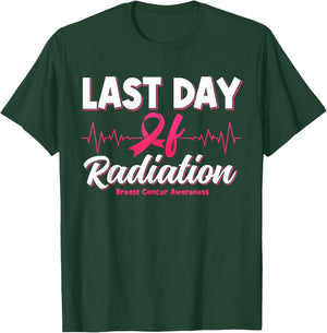 Last Day Of Radiation Heartbeat Breast Cancer Awareness T-Shirt - T-Shirt | Forest