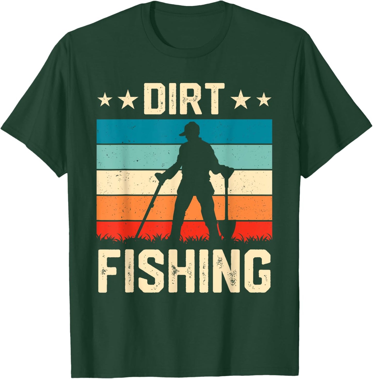 Retro Dirt Fishing Men Metal Detecting Vintage T-Shirt - T-Shirt | Forest