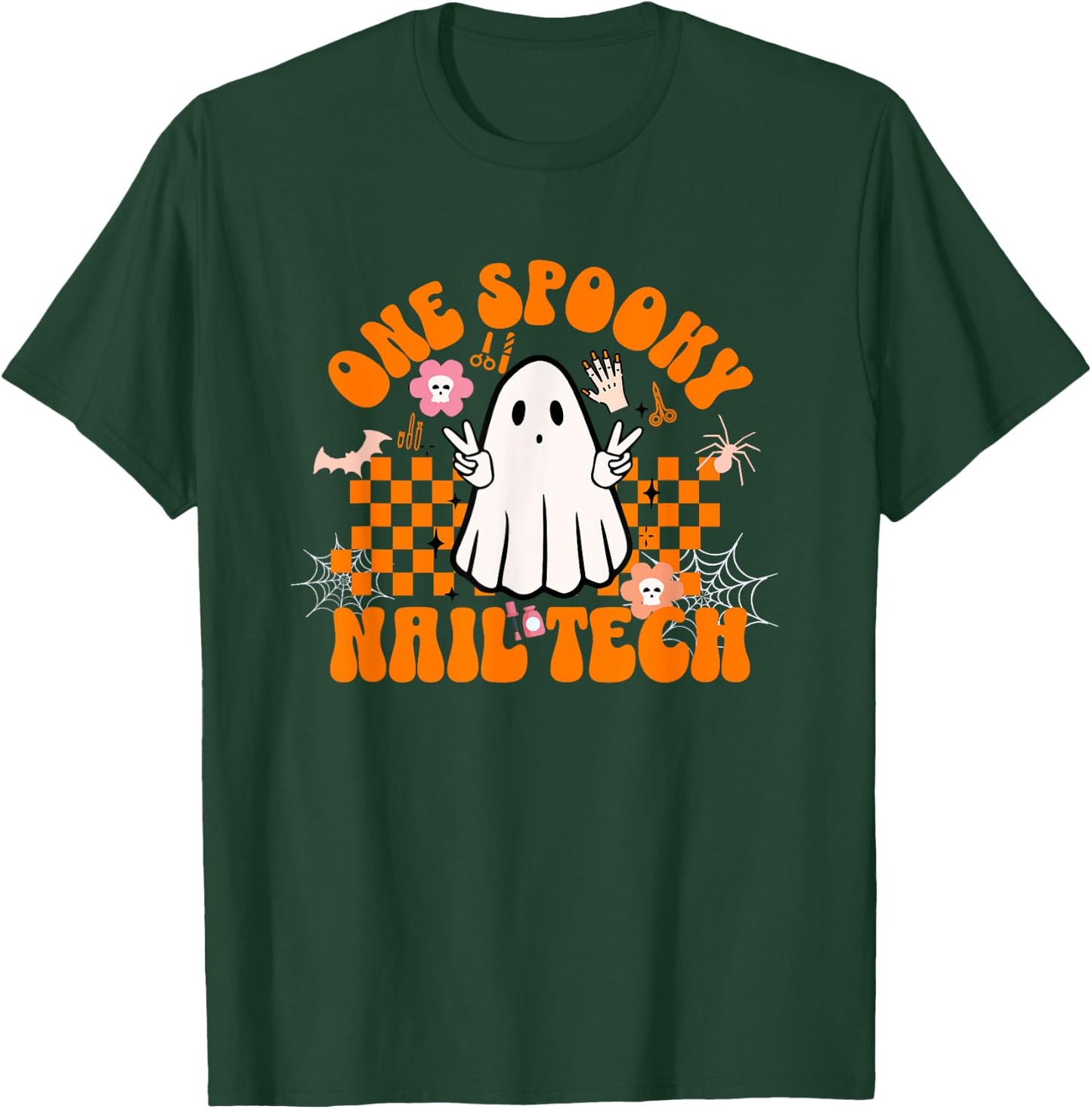 One Spooky Nail Tech Halloween for Nail Technicians Artists T-Shirt - T-Shirt | Forest