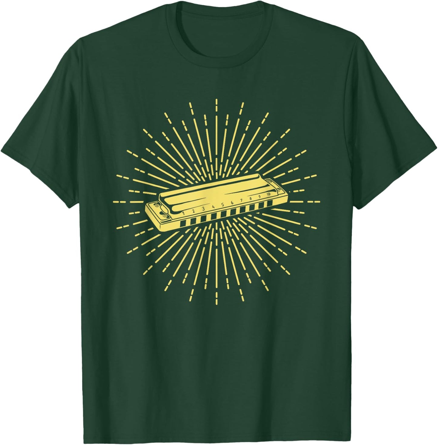 Vintage Harmonica Player Harmonicist French Harp Player T-Shirt - T-Shirt | Forest