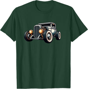 Classic Hot Rod Retro Vintage Custom Hotrod Car Illustration T-Shirt - T-Shirt | Forest