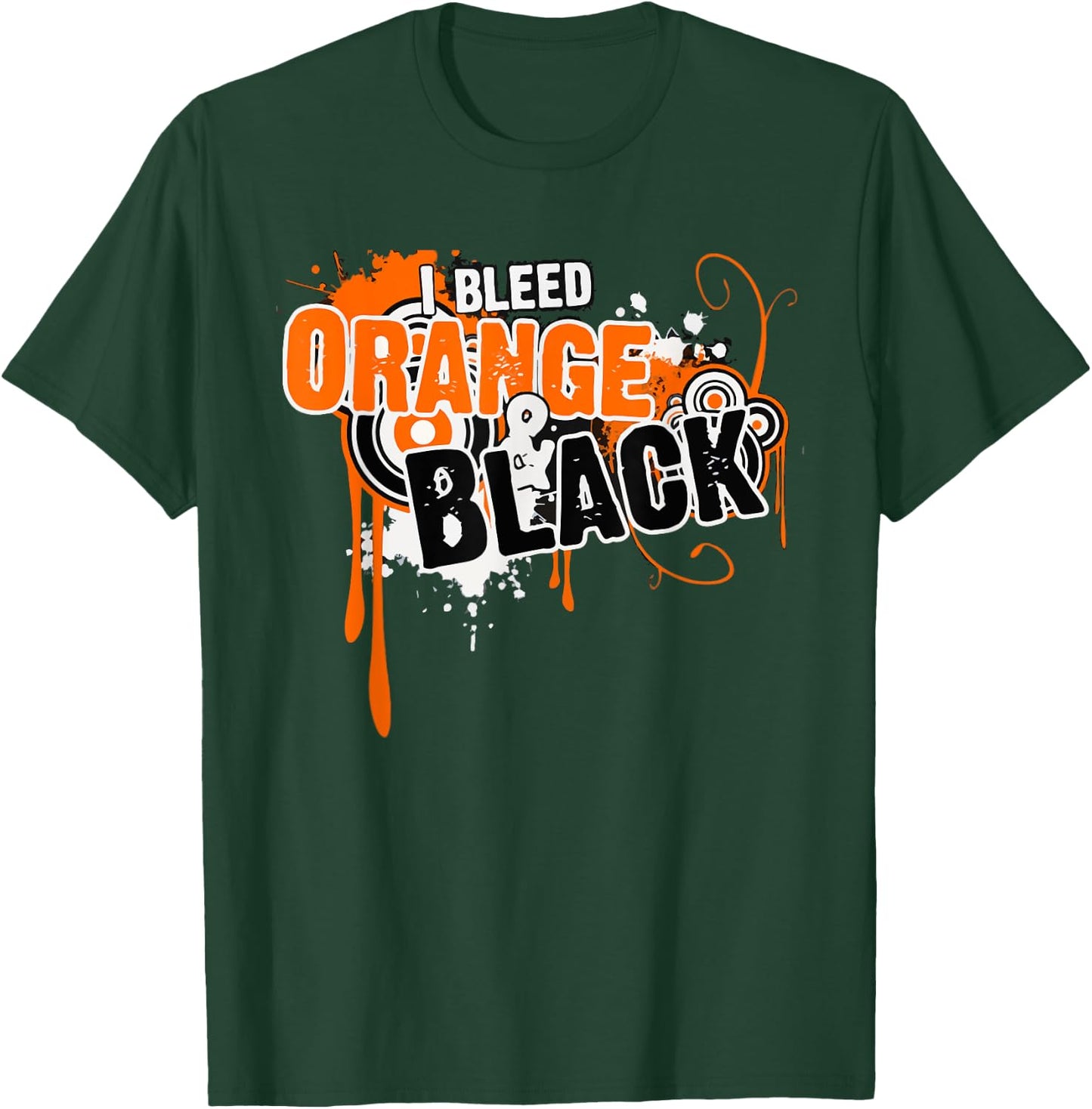 I Bleed Black & Orange Sports Team Game Day T-Shirt - T-Shirt | Forest