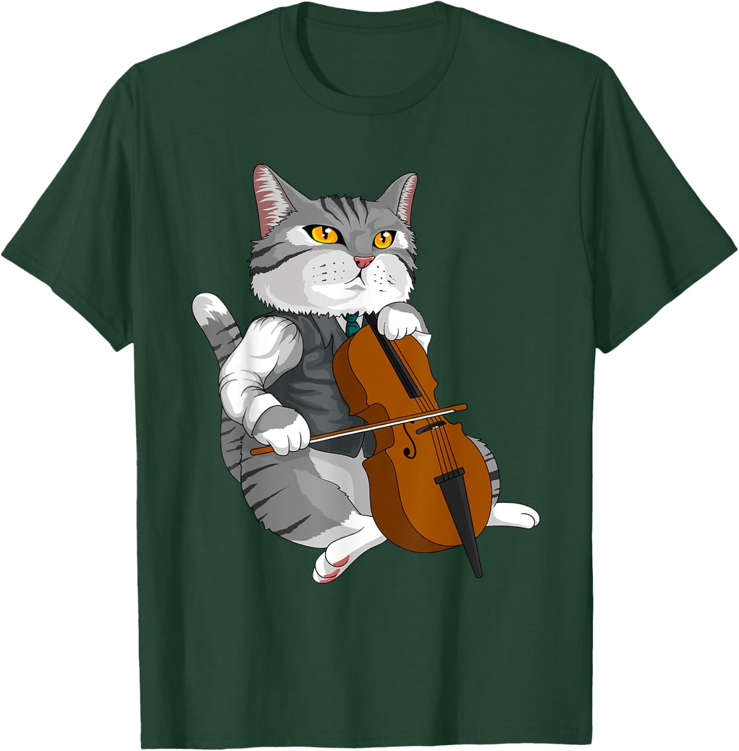 Cat Playing Cello Violin musical instrument T-Shirt - T-Shirt | Forest