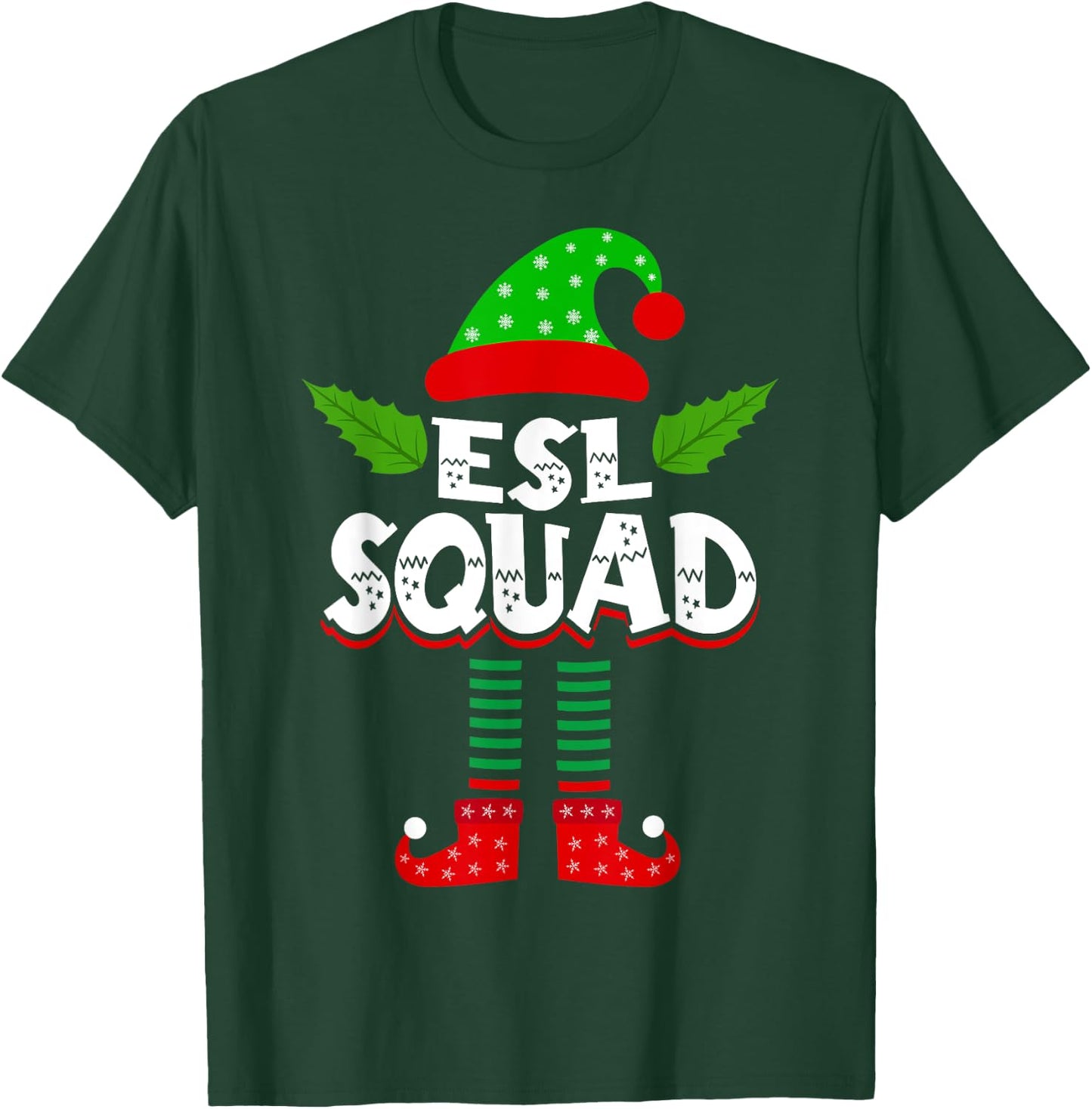 ESL ESOL Teacher Elf Team Group Christmas Matching T-Shirt - T-Shirt | Forest