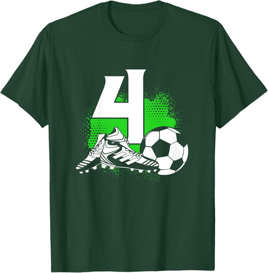 Kids 4 Years Old Boy 4th Birthday Gift Bday Soccer T-Shirt - T-Shirt | Forest
