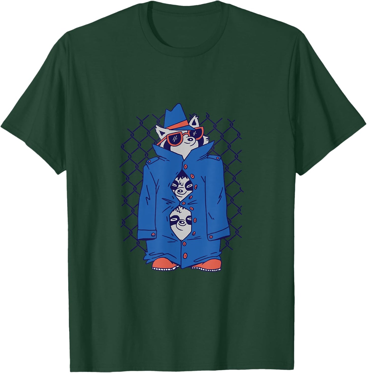 Raccoons in Trench Coats Cute and Funn for Raccoon Lovers T-Shirt - T-Shirt | Forest