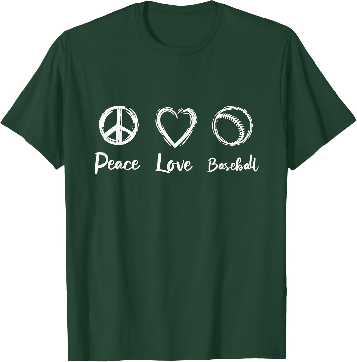 Peace Love Baseball Love Baseball Fan T-Shirt - T-Shirt | Forest
