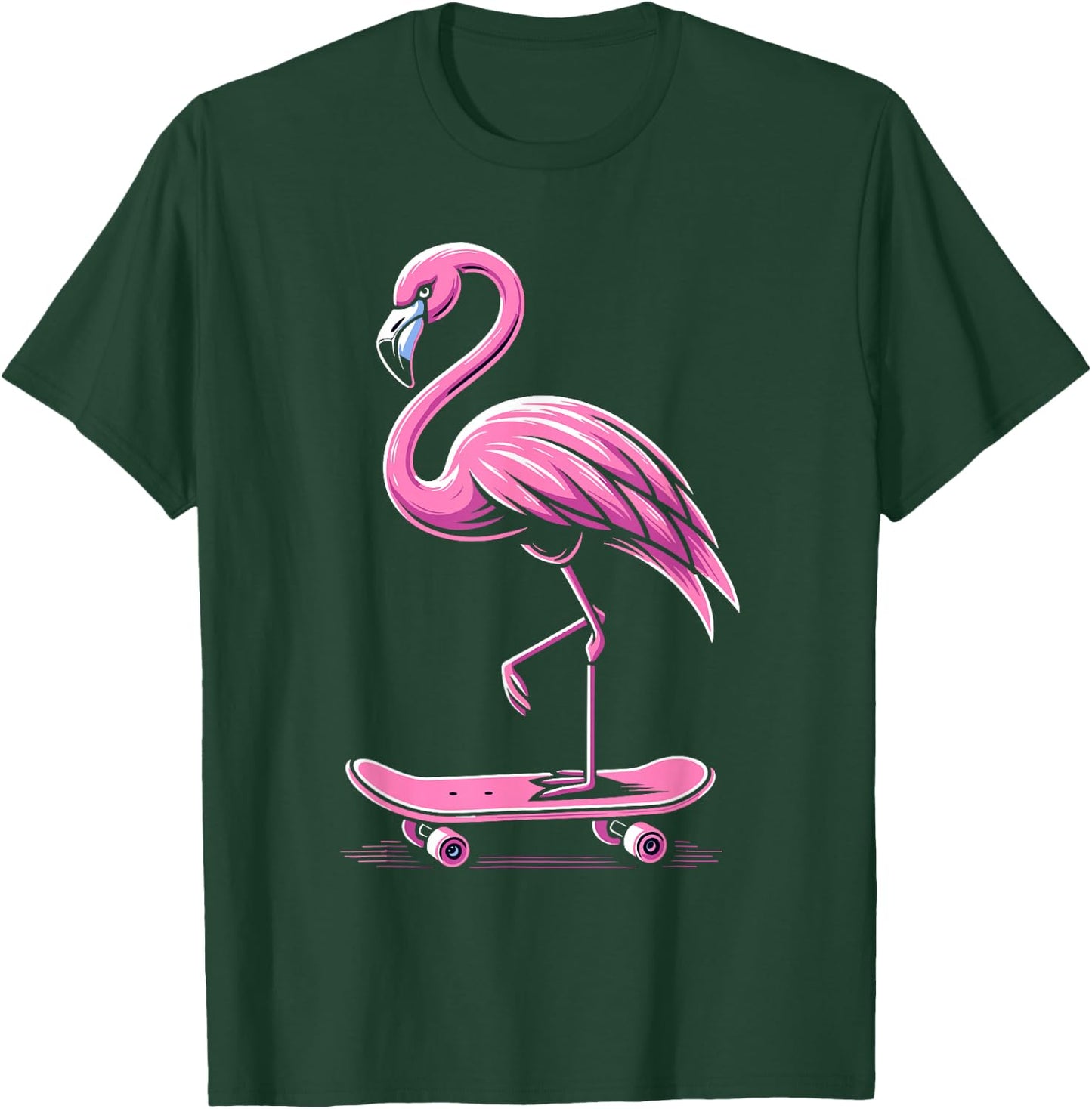 Skateboarding Flamingo Skater Skateboarder Women T-Shirt - T-Shirt | Forest