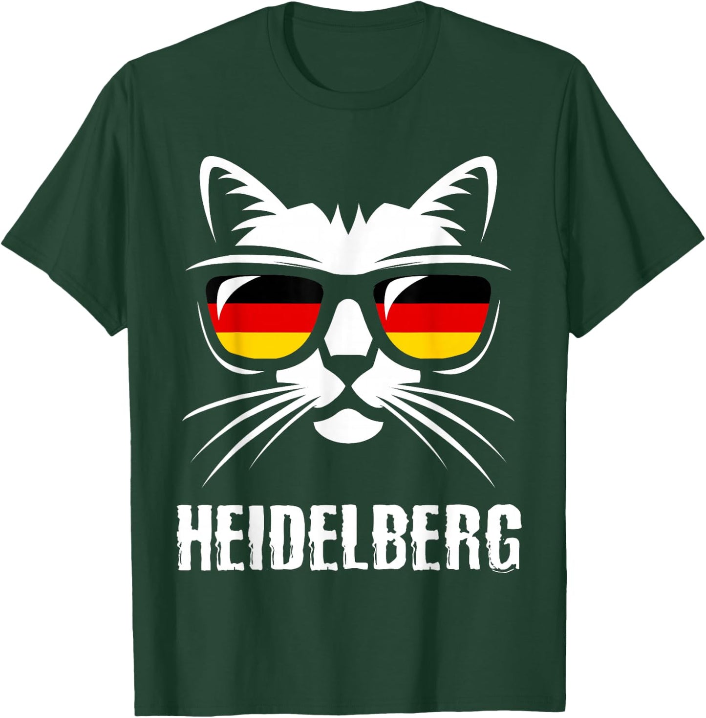 Heidelberg City Funny Cat German Flag Germany T-Shirt - T-Shirt | Forest
