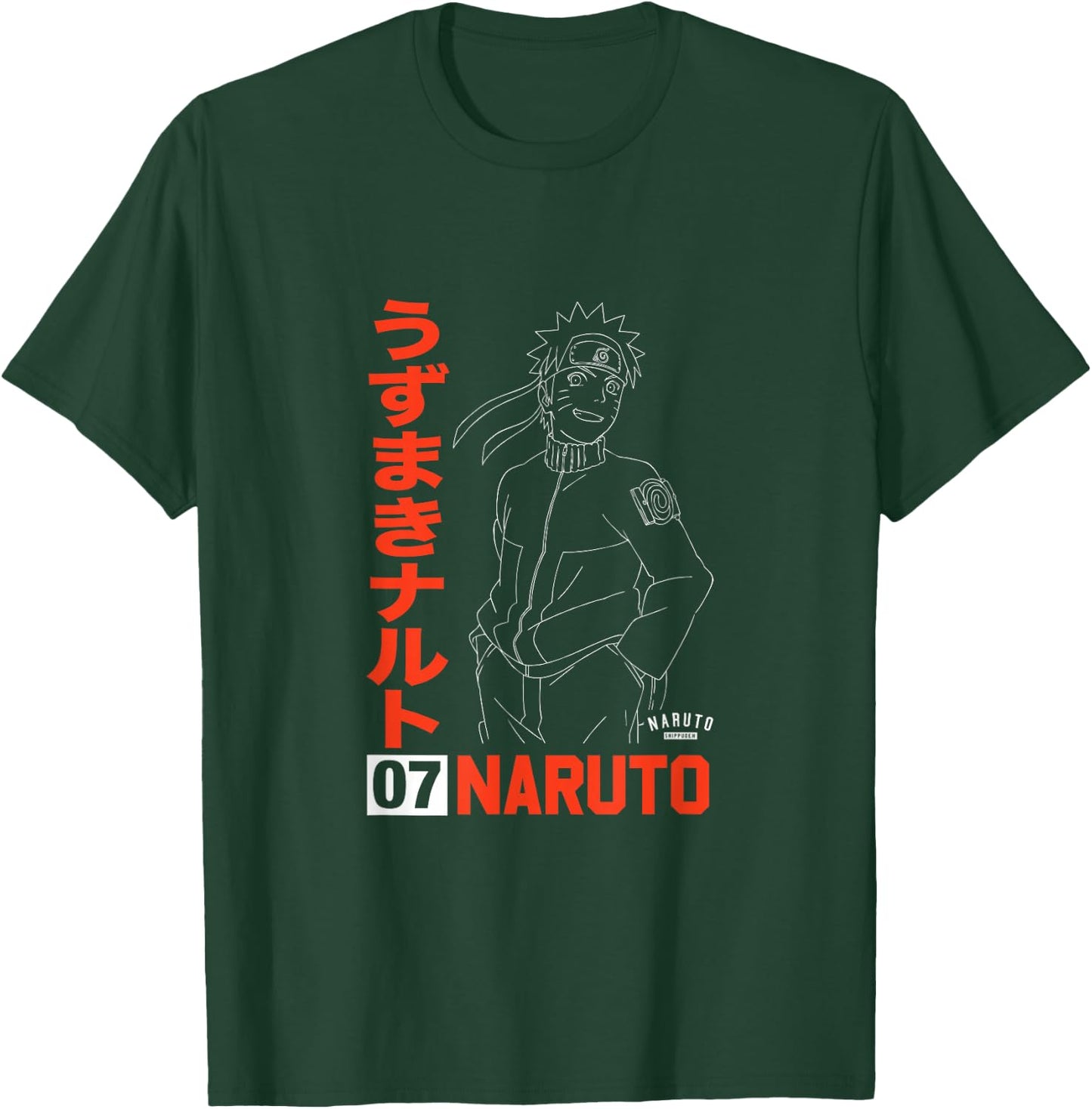 Naruto Naruto Shippuden Uzumaki Line Art - -Adult, Black, Small, Short Sleeve, , Anime T-Shirt - T-Shirt | Forest
