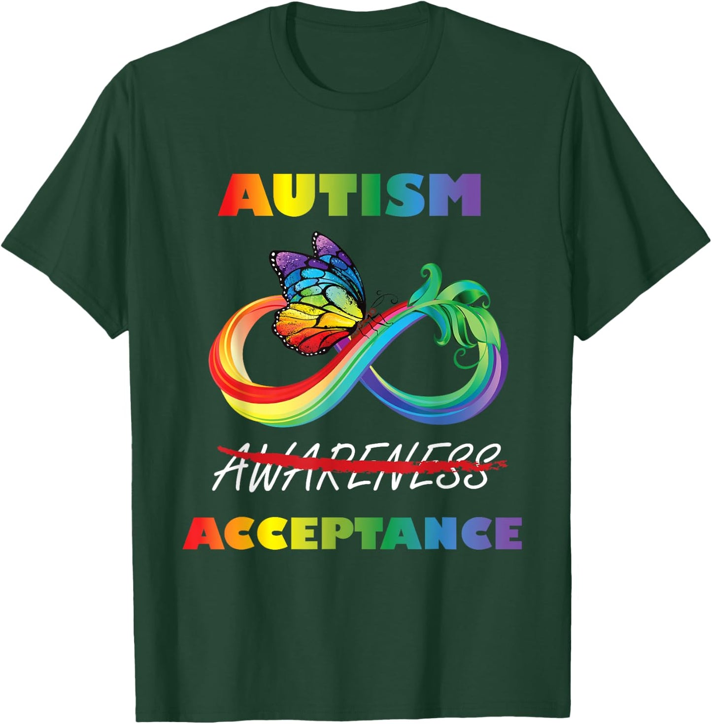 Autism - Red Instead Infinity - Acceptance Butterfly T-Shirt - T-Shirt | Forest