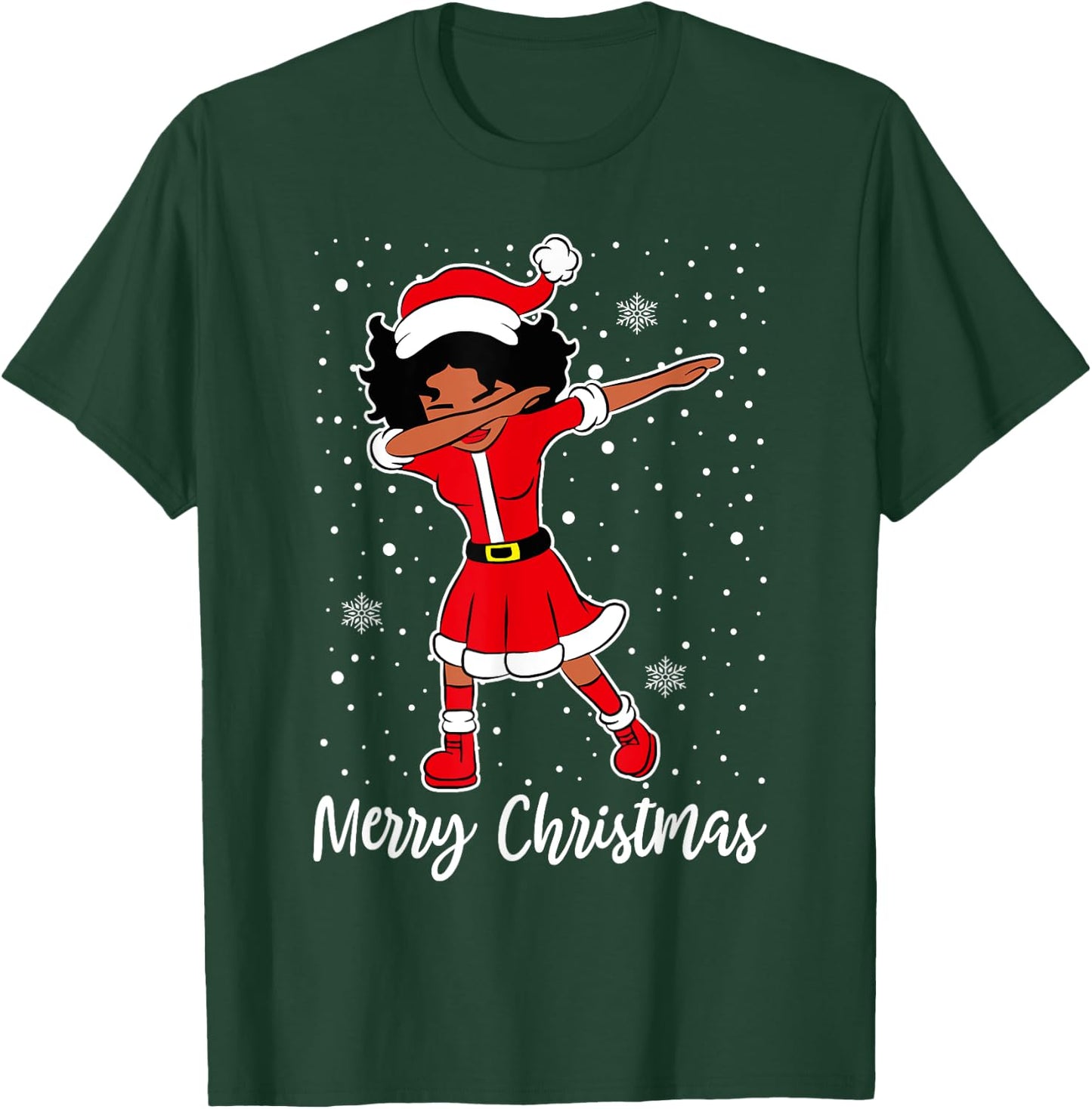 Dabbing Santa Black African American Girl Christmas Pajama T-Shirt - T-Shirt | Forest