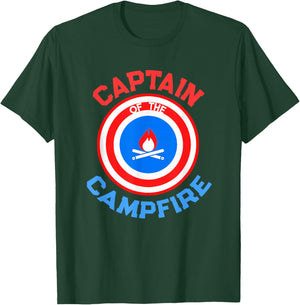 Camping King CAPTAIN of the CAMPFIRE Hiking Outdoor Hero T-Shirt - T-Shirt | Forest