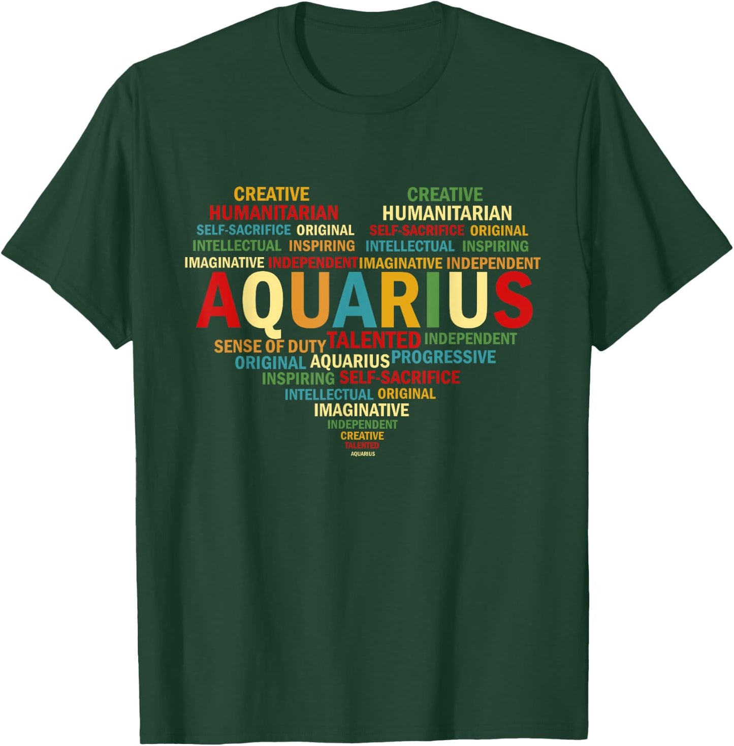 Aquarius Heart Birthday Astrology Zodiac Sign T-Shirt - T-Shirt | Forest