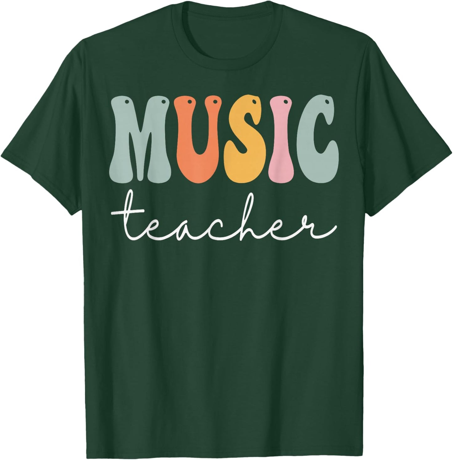 Music Teacher Groovy Women Appreciation Day Back To School T-Shirt - T-Shirt | Forest
