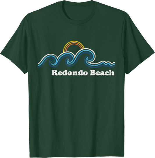 Retro Redondo Beach California CA Vintage Beach Surf T-Shirt - T-Shirt | Forest