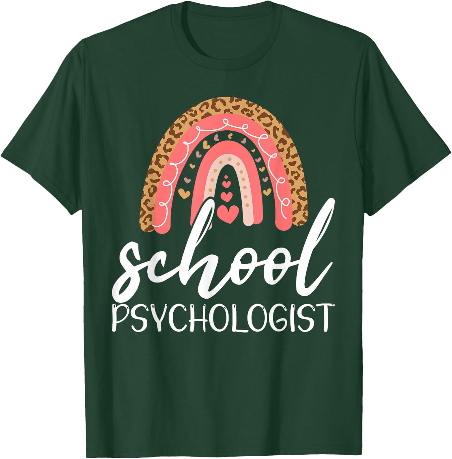 Leopard Boho Rainbow Back To School Psychologist Apparel T-Shirt - T-Shirt | Forest