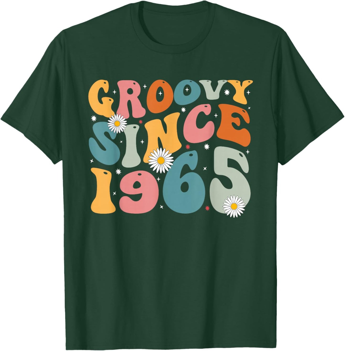 Groovy Since 1965 60th Birthday Retro Gifts Born In 1965 T-Shirt - T-Shirt | Forest