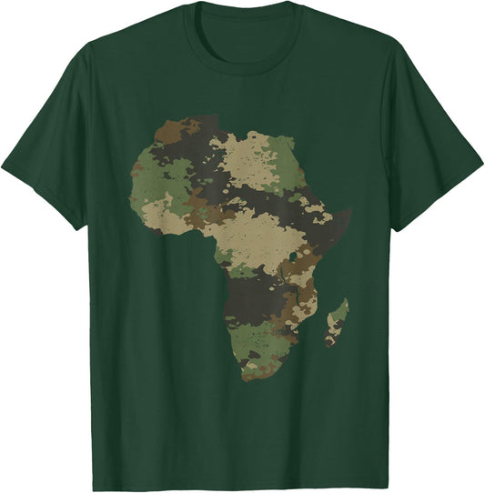 Africa Continent Map Camo Pattern African Safari Camouflage T-Shirt - T-Shirt | Forest