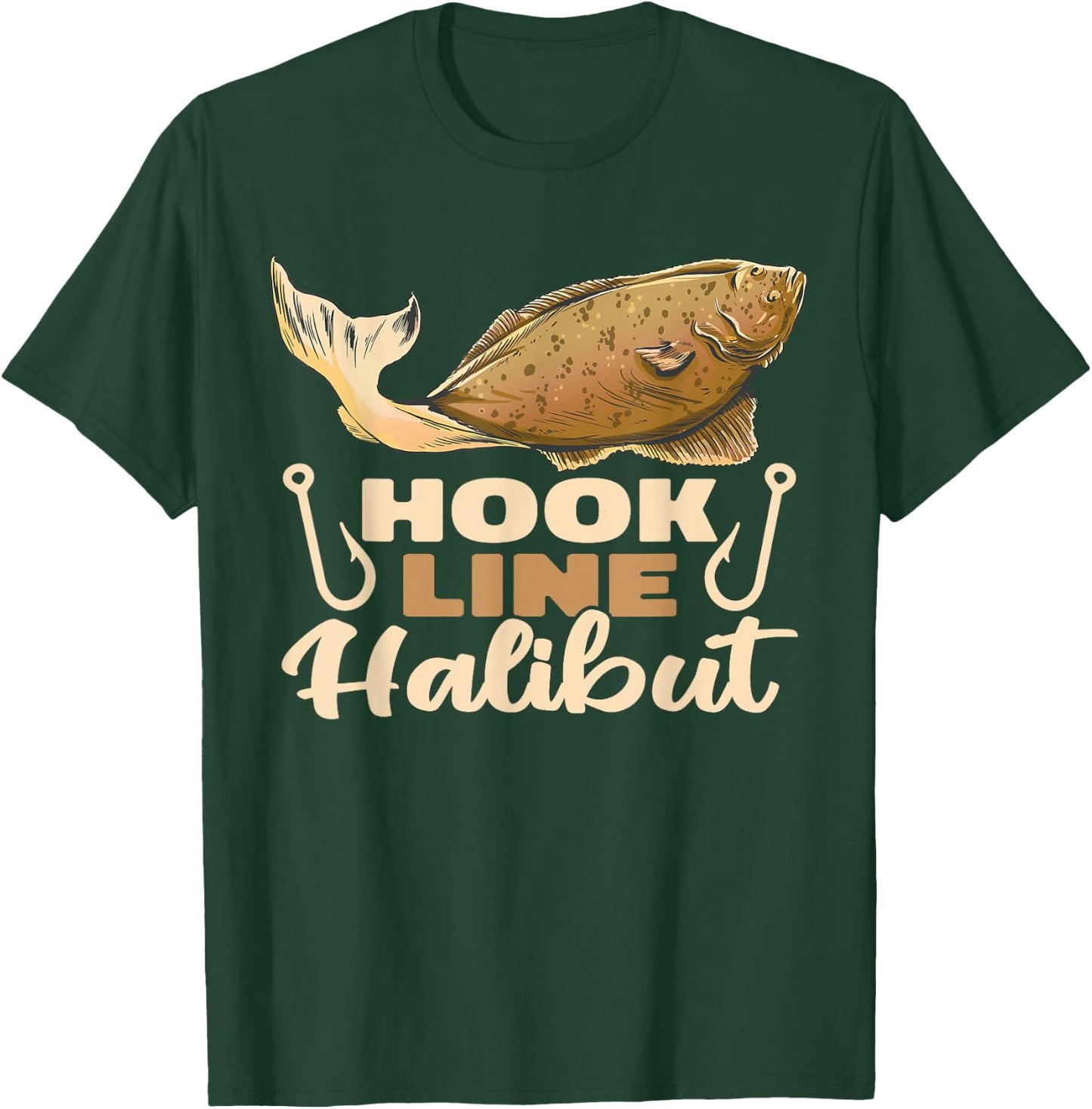 Hook Line Halibut men fishermen fishery halibut fishing T-Shirt - T-Shirt | Forest