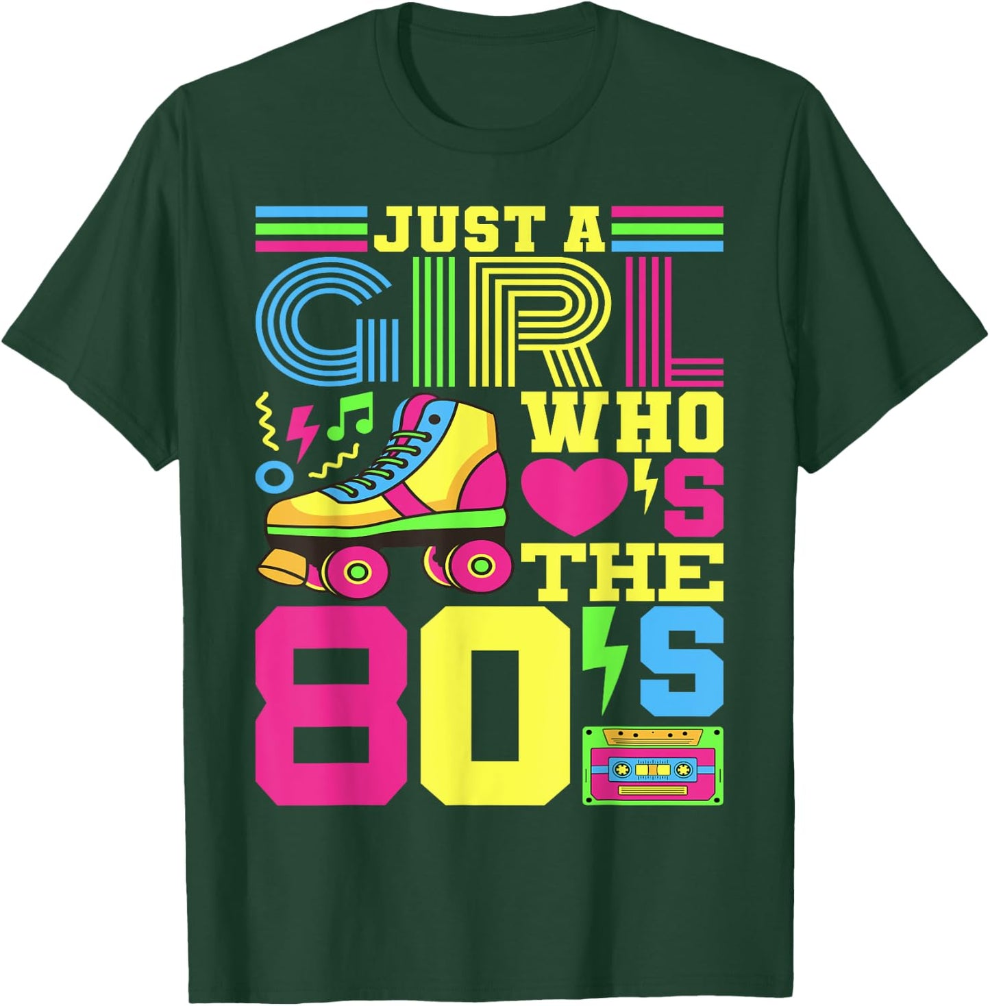 Just A Girl Who Loves The 80s Party 80s Outfit 1980s Costume T-Shirt - T-Shirt | Forest