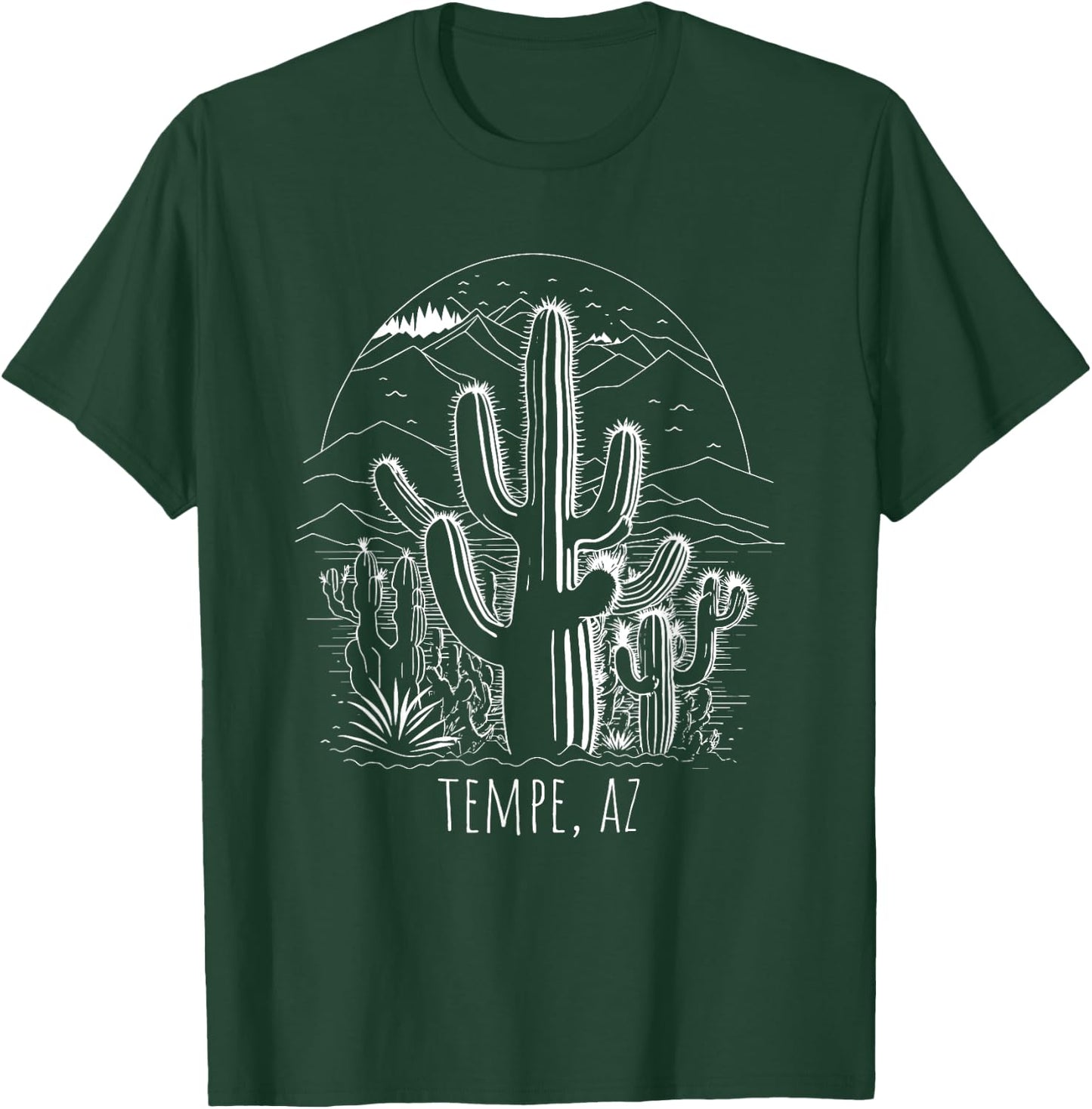 Tempe, AZ, USA Cactus Desert Scene Design T-Shirt - T-Shirt | Forest