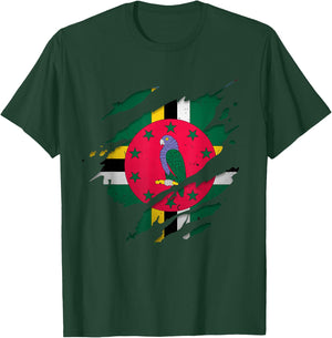 Proud Dominican Shirts | Torn Ripped Dominica Flag T-Shirt - T-Shirt | Forest