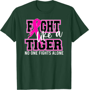 Fight Like a Tiger School Spirit Breast Cancer Awareness T-Shirt - T-Shirt | Forest