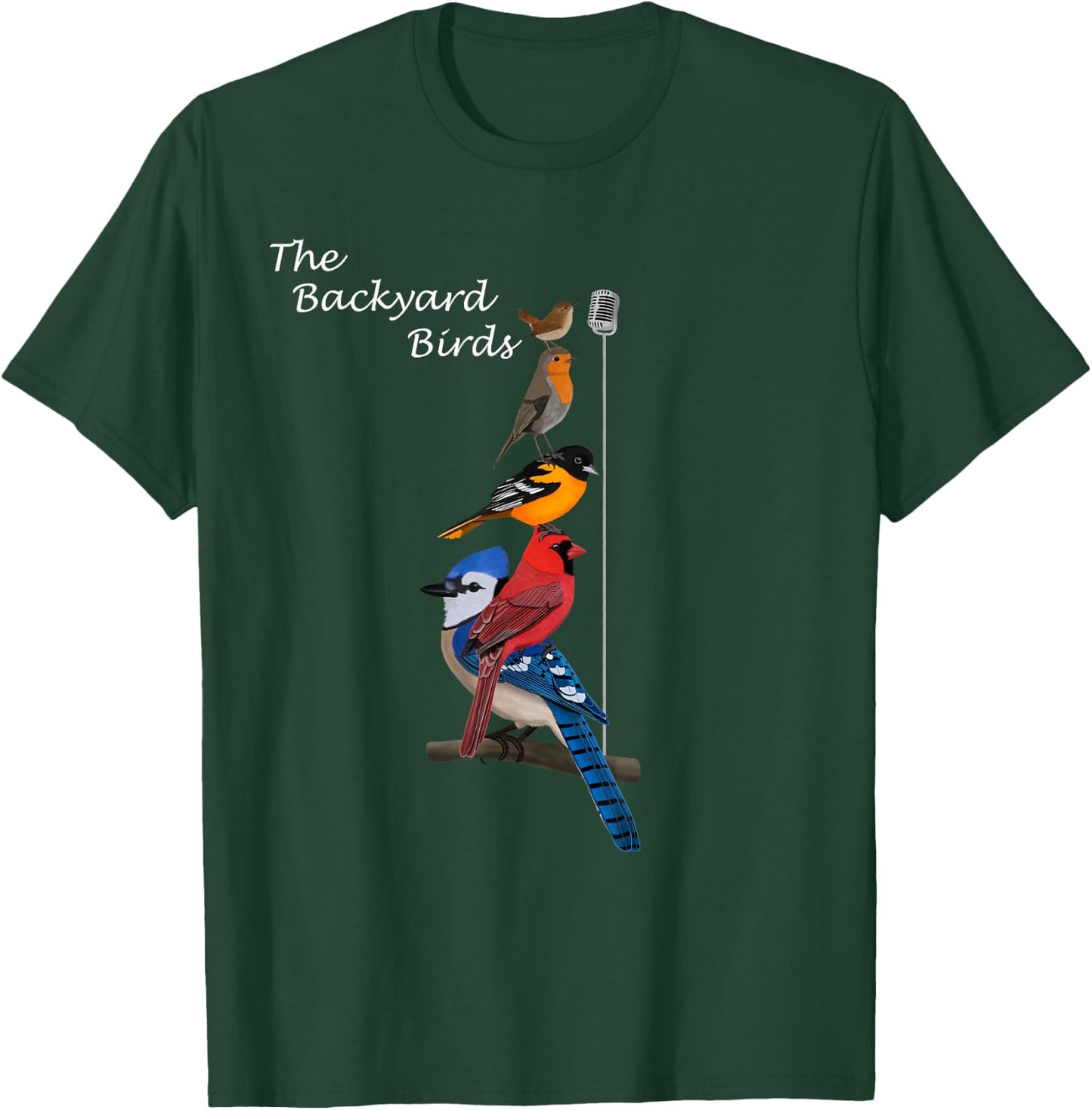 The Backyard Birds Blue Jay Cardinal Wren Bird Birdwatcher T-Shirt - T-Shirt | Forest