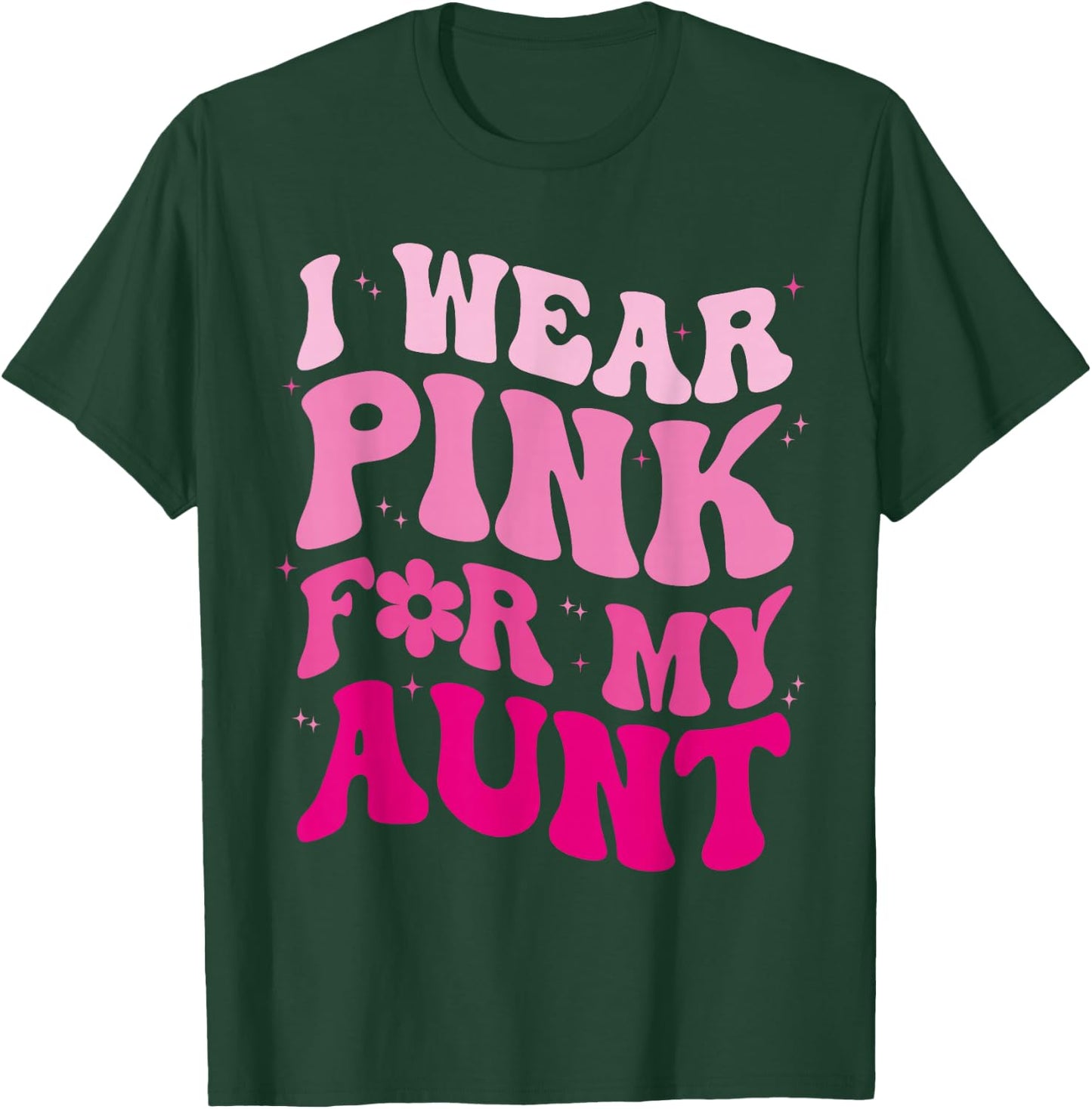 I Wear Pink for my Aunt Groovy Breast Cancer Women Kid Youth T-Shirt - T-Shirt | Forest